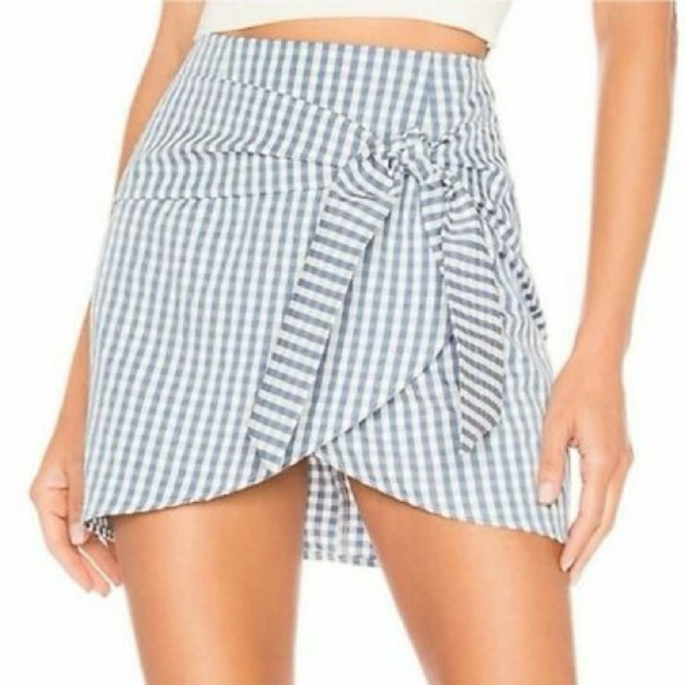 superdown Navy Gingham Mini Skirt